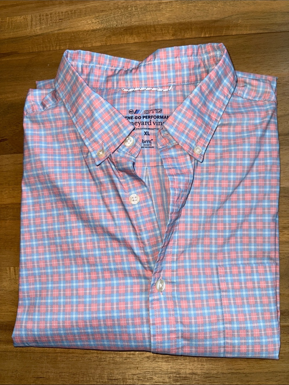 Men's Vineyard Vines Pink & Blue Check Button-Down Shirt